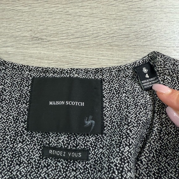 Maison Scotch Women's Blazer Jacket Full Zip Cotton Wool Blend Gray Black - Picture 3 of 8